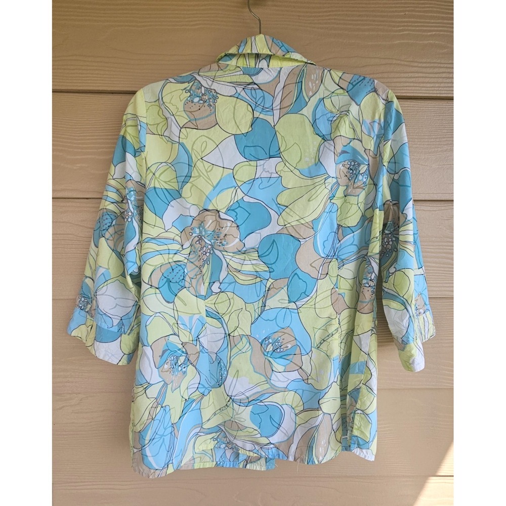 ALIA Tropical Colorful Button Up Women's Sz 10 - Picture 2 of 14